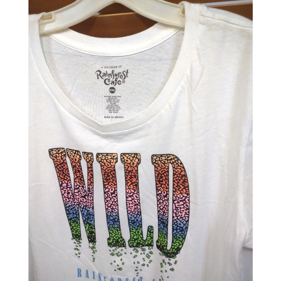 Vintage Rainforest Cafe Nashville Logo T-Shirt White Glitter WILD XXL 90s - Picture 7 of 8